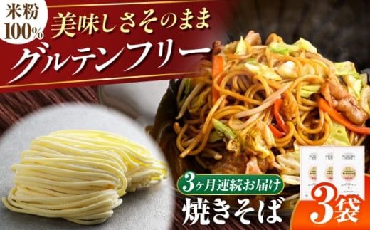 【3回定期便】 【グルテンフリー】 食べごたえ抜群！ 米粉やきそば グルテンフリー 焼きそば 米粉 岐阜市 / 小林生麺 [ANGM028]