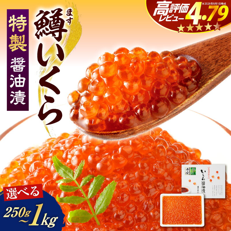 【ふるさと納税】 高評価 鱒 いくら 醤油漬け 小分け ( 選べる 内容量 : 250g / 500g / 1kg ) 鱒いくら 醤油漬 イクラ 北海道 大容量 冷凍 パック 1箱 2箱 4箱 鱒卵 魚卵 魚介 海鮮 海の幸 海産物 いくら丼 海鮮丼 ギフト 便利 お取り寄せ グルメ 直送 送料無料 えりも町