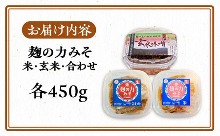 麹の力みそ 3点 セット（米・合わせ・玄米）～老舗の醤油蔵からお届け～ 《豊前市》【浦野醤油醸造元】味噌 美味しい お試し [VAV006]