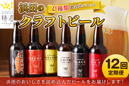 【定期便】浜田のクラフトビール 6種飲み比べセット（12回コース） 酒 ビール クラフトビール 地ビール 地酒 定期 定期便 12回 セット 飲み比べ 【139_1914】