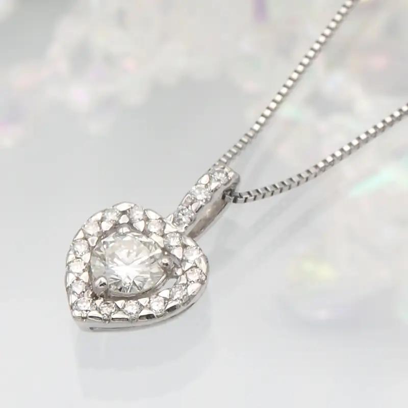 プラチナ　0.65ct　ハートダイヤモンド ペンダントネックレス　FHH-019689