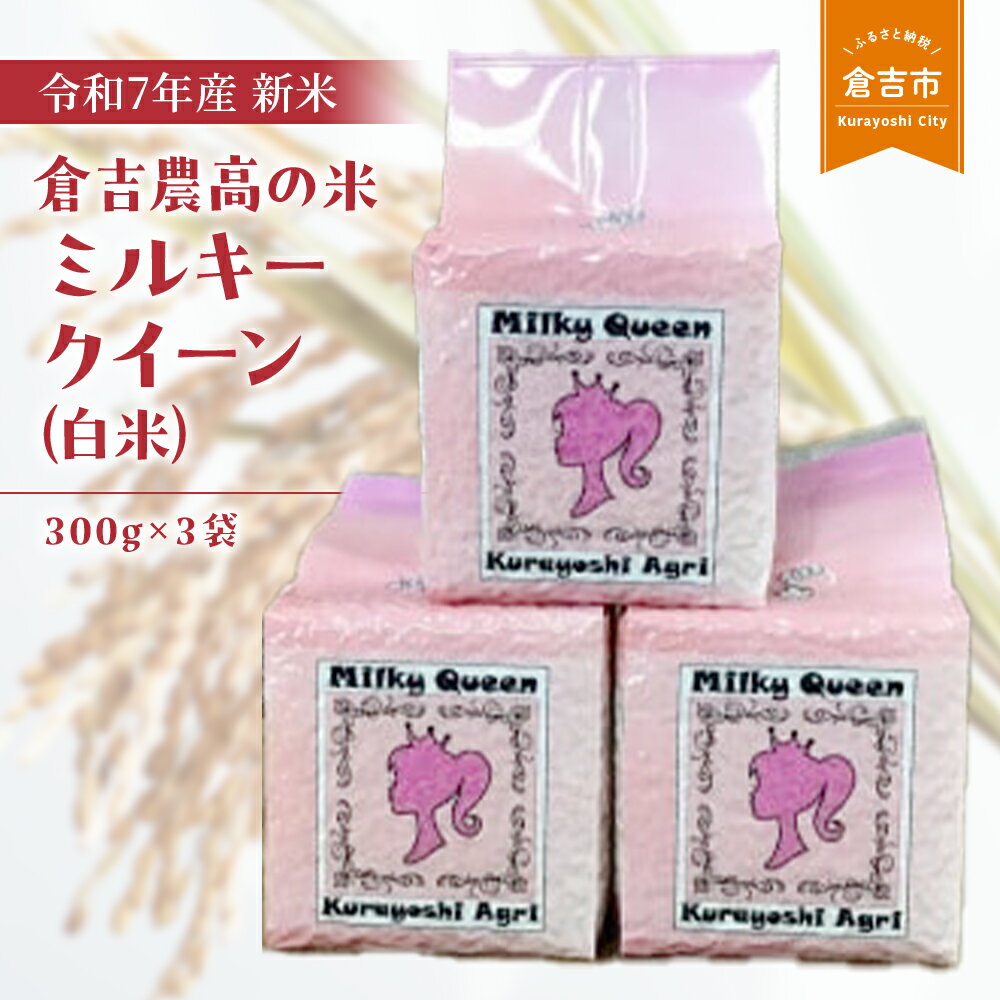 【ふるさと納税】【令和7年産米】倉吉農高の米　ミルキークイーン（白米）（300g×3袋）令和7年産 新米 お米 米 こめ コメ 白米 ミルキークイーン 倉吉 低アミロース米 もちもち モチモチ