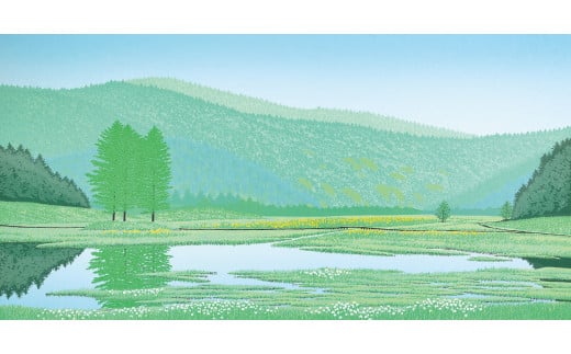 「夏の想い出」 クリーム額 【埼玉県 東松山市 版画 額付 小川手漉和紙 日本版画会 小暮真望 芸術 美術 風景 自然 送料無料 バージョン 美しい ギャラリー アーティスト アート ART 芸術 デ