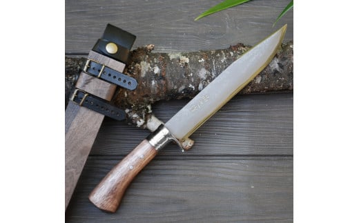 土佐鍛剣鉈 夏霞 7寸 ダマスカス15層青2鋼 ステンツバ輪 樫オイルステン柄 | ナイフ キャンプ アウトドア 打刃物 土佐 鉈 剣鉈 なた 職人 山林 狩猟 熊 刃物 薪割り ハンドメイド 釣り 伝統 工芸 高知県 南国市