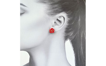 茅ヶ崎市 湘南 陶磁器 ピアス 上品 かわいい レディース ギフト プレゼント 誕生日 母の日 お祝い サマーギフト ゴールド 金 アート アクセサリー Artopus.SHONAN ピアス 梅 赤