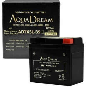 AQUADREAM GOLD バイク用バッテリー 液入充電済 ADTX5L-BS II 1個【配送不可地域：沖縄県】【1641483】