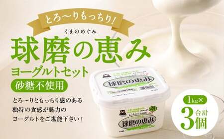 とろ～り食感!!球磨の恵みヨーグルト 砂糖不使用タイプ 1kg×3パック