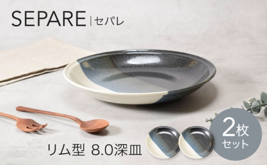 【美濃焼】セパレ リム型 8.0深皿 2点セット【カネ定製陶】プレート 大皿 モノトーン [MEI251]