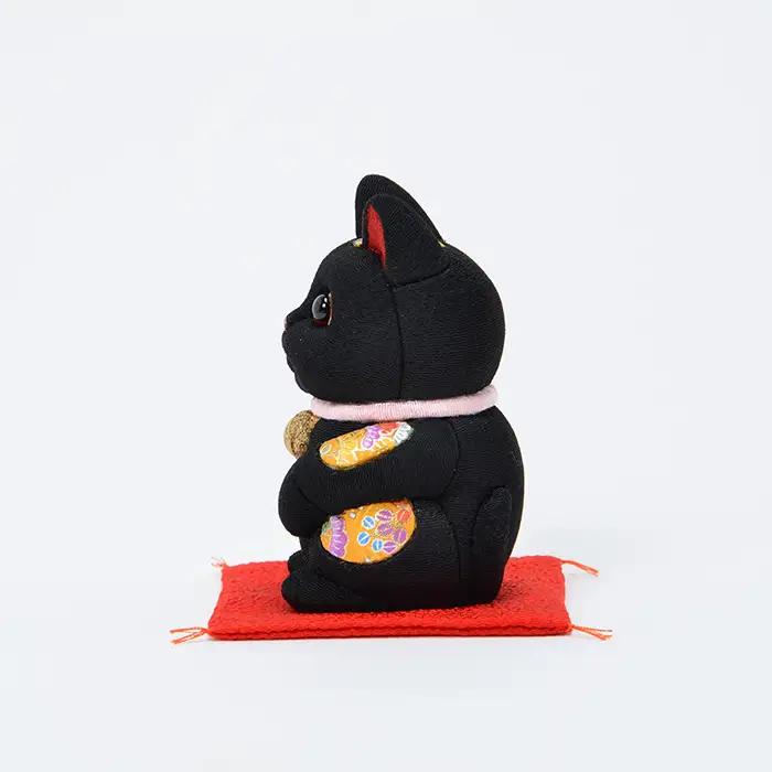 木目込人形（招き猫・風水（中）黒） | まねきねこ 猫 飾り物 人形 置物 ちりめん 伝統工芸 縁起 開運招福 千客万来 商売繁盛 金運 インテリア プレゼント 雑貨 可愛い 柿沼東光 クールジャパン