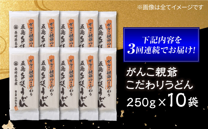 【全3回定期便】がんこ親爺のこだわりうどん　10袋　五島うどん　麺　保存食　手延べ　乾麺　五島市/中本製麺 [PCR036]