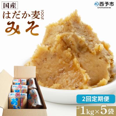 ふるさと納税 西予市 <定期便2ヶ月 はだか麦 100% みそ 5kg(1kg×5袋>味噌　だるまや 天然醸造 伝統