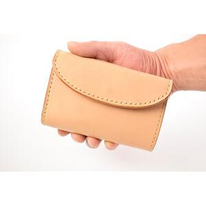 【minca】栃木レザーの三つ折り財布 ミドルサイズ ハンドステッチ滑らかな手触り/Middle wallet 01/ブルー　518【雑貨 ファッション 人気 おすすめ 】