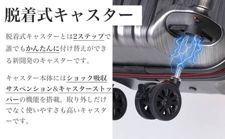 [PROEVO-AVANT]フロントオープン スーツケース 機内持ち込み対応 ストッパー付き S-MAX（エンボス/ガンメタリック） [10006b]　AY202
