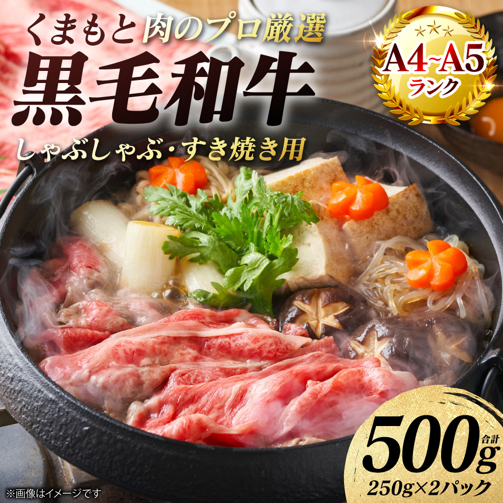 【A4～A5ランク】 くまもと黒毛和牛 しゃぶしゃぶ すき焼き用 （肩ロース） 500g （250g×2パック） 牛肉 お肉 ロース 黒毛和牛 冷凍 小分け 熊本県 八代市