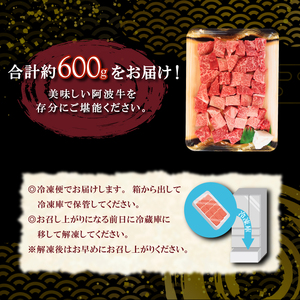 ヒレ サイコロステーキ 600g 冷凍 国産 阿波牛 フィレ ヒレ肉 徳島県