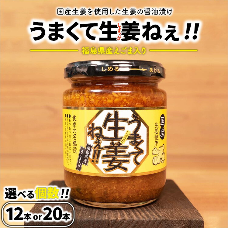 【ふるさと納税】＼レビュー投稿でお米プレゼント／【選べる個数】うまくて生姜ねぇ!! 【しょうが 国産 醤油漬け ごはんのお供 お弁当 調味料 おつまみ 肴 薬味 隠し味 猪苗代町 福島県】
