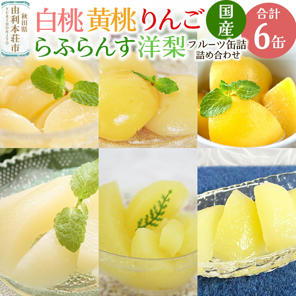 【ふるさと納税】Sanuki 国産 フルーツ缶詰 ギフトBOX 国産のくだもの畑ギフト 6種6缶セット (2つ割り白桃・スライス白桃・黄桃・りんご・薄切りらふらんす・洋梨)