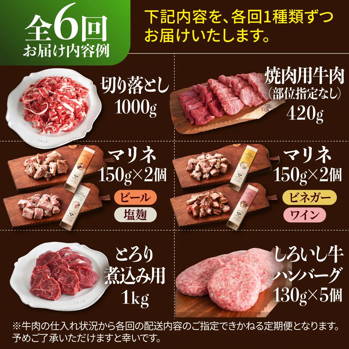 【6回定期便】しろいし牛1頭まるごと 食卓定期便 大容量 マリネ 焼肉 ハンバーグ 佐賀セントラル牧場 [IAH222]