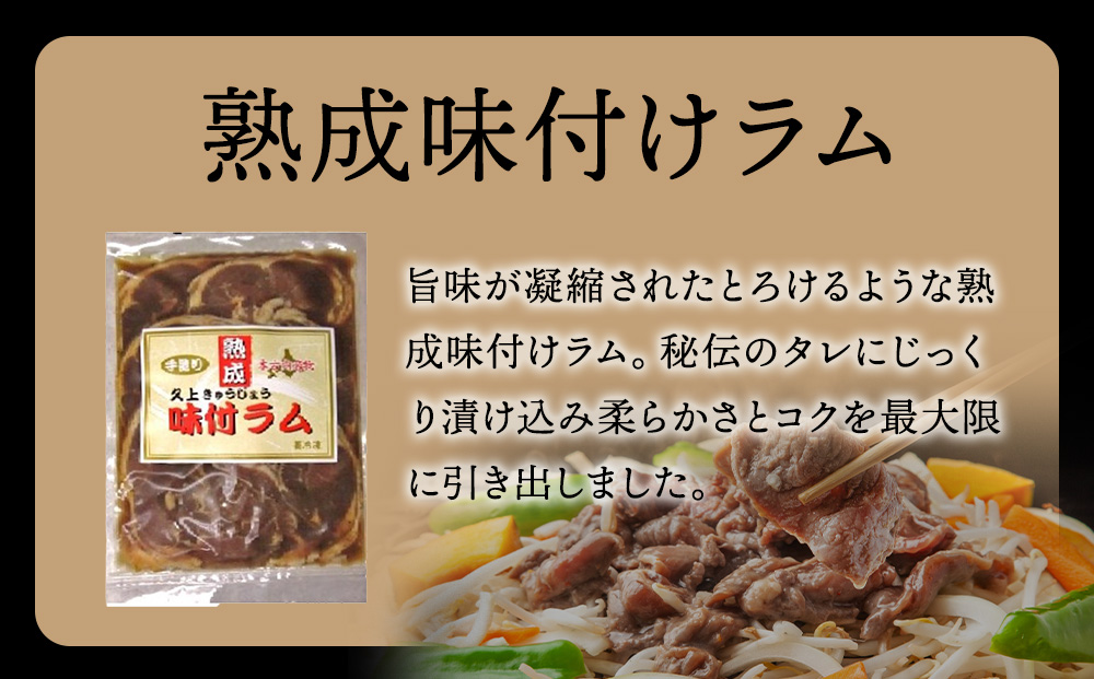 【久上 工藤商店】木古内町『熟味焼肉 久上』の“熟成”味付ラム 400ｇ 2袋
