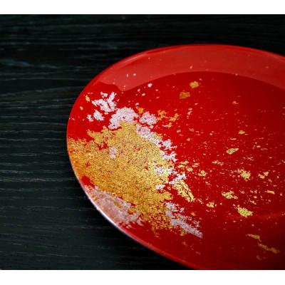 ふるさと納税 海南市 フラットプレート小皿　古代塗り金箔本朱 |  | 02