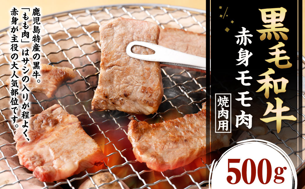 
鹿児島黒毛和牛 赤身 モモ肉 焼肉用 500g 国産 牛肉 もも肉
