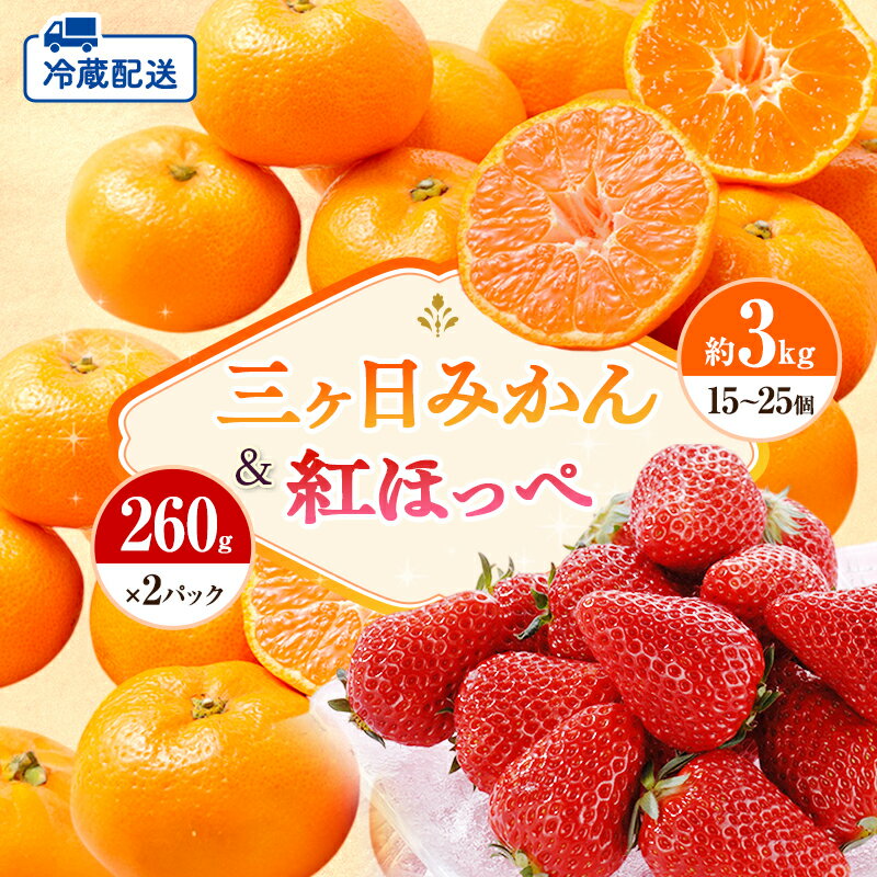【ふるさと納税】【2027年1月中旬より順次発送】 フルーツセット 紅ほっぺ 2パック 三ヶ日みかん 3kg セット 詰め合わせ 青島みかん みかん 蜜柑 いちご 苺 果物 旬のフルーツ 静岡 静岡県 浜松市 【配送不可：離島】　お届け：2027年1月6日～1月31日まで