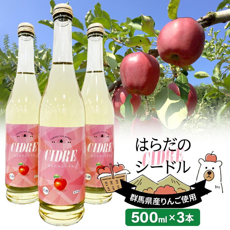 【ふるさと納税】果実の里 原田農園 はらだのシードル 500ml×3本 [林檎 りんご リンゴ]