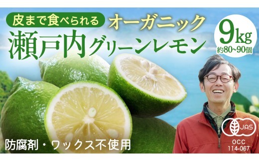 【 先行予約 】 瀬戸内 オーガニック グリーンレモン 9kg (80～90個程度) 【2026年10月以降発送】 レモン 有機JAS ワックス不使用 防腐剤不使用 国産 広島 選べる内容量 広島レモン 瀬戸内レモン 有機レモン ノーワックス 柑橘 産地直送 中原観光農園 大崎上島