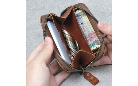 【色/ブラック】 ラウンドファスナーミニ財布・小銭入れ TowaRe:［トワリ］ 本革 レザー