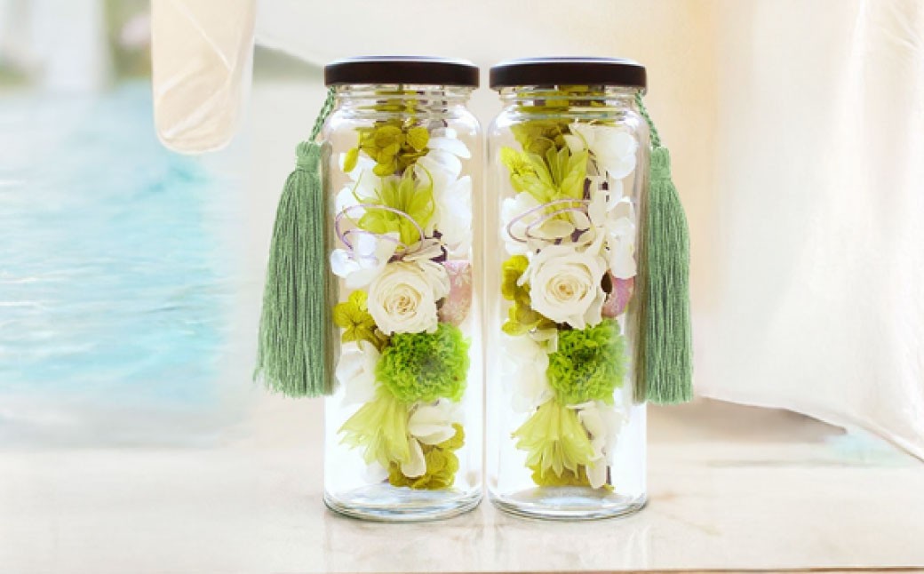 仏花 お供えボトル セット 手提げ袋付 仏壇用 プリザーブドフラワー