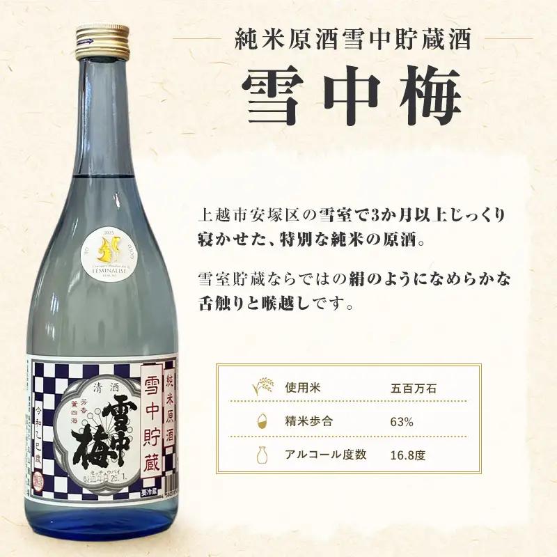 上越市 日本酒 天然雪室貯蔵酒 雪中梅 吟田川 2本 飲み比べ セット 新潟 新潟県 上越 地酒 セット お酒送料無料
