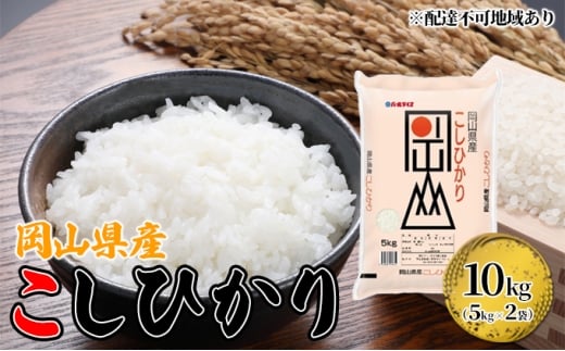 [№5615-0767]岡山県産 こしひかり 10kg（5kg×2袋）【配達不可：北海道・沖縄・離島】  米 お米 岡山 コシヒカリ