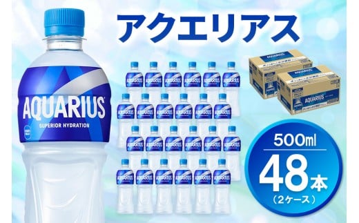 アクエリアス 500mlPET (2ケース) 計48本【コカコーラ 熱中症対策 スポーツ飲料 スポーツドリンク 水分補給 ペットボトル 健康 スッキリ ミネラル アミノ酸 クエン酸 リフレッシュ 常備 保存 買い置き】K090163