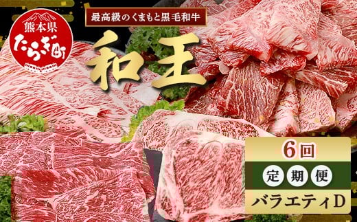 【定期便6回】くまもと 黒毛和牛 (和王) バラエティ 定期便D ブランド牛 定期便 肉 サーロイン ロース ステーキ モモ すき焼き しゃぶしゃぶ スキヤキ 焼肉 焼き肉 やきにく 牛肉 お肉 定期便 プレミアム品質 122-0608