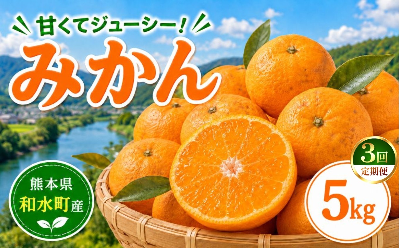 
                  【定期便3回】 熊本県 和水町産 大小混合 みかん 5kg | 熊本県 熊本 くまもと 和水町 なごみまち なごみ みかん ミカン 蜜柑 柑橘 柑橘類 温州 果物 大小混合
                