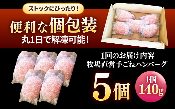 【6回定期便】牧場直営店の手作りハンバーグ（140g×5個）【川﨑畜産】 [IAX058]