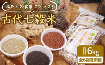 【全6回定期便】古代七穀米（500g×2個セット） [HAG009] 雑穀 雑穀米 定期 定期便