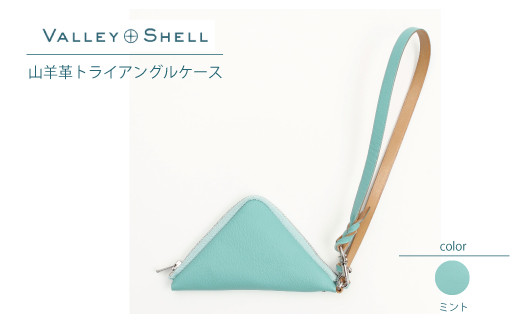 【毎月限定10個】ミント・山羊革トライアングルケース（VALLEY SHELL）