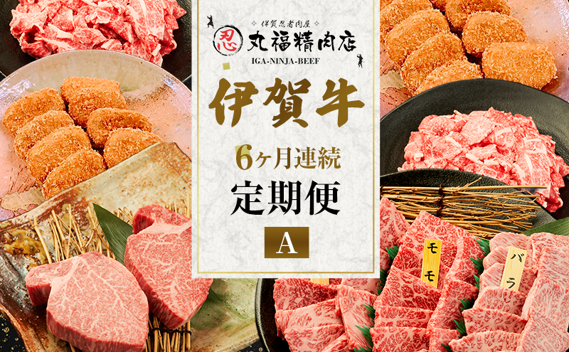 伊賀牛 定期便 6ヶ月 霜降り 三重県 名張市 丸福精肉店 和牛 国産牛 お取り寄せ ギフト 贈り物 高級 産直 毎月 牛肉 ヒレ 黒毛和牛 グルメ 食通 肉好き 毎月届く 贅沢 A5 A4 産地直送