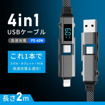 ふるさと納税 名古屋市 4in1ケーブル Type-C to Type-C充電ケーブル2m iPhone15/16対応