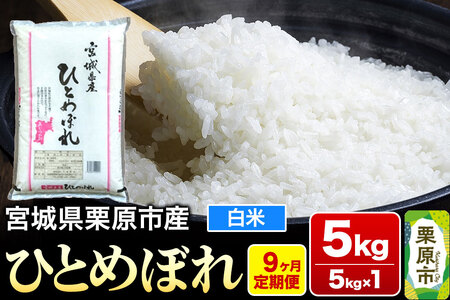 《定期便9ヶ月》【令和7年産・白米】宮城県栗原産 ひとめぼれ 毎月5kg (5kg×1袋)×9ヶ月