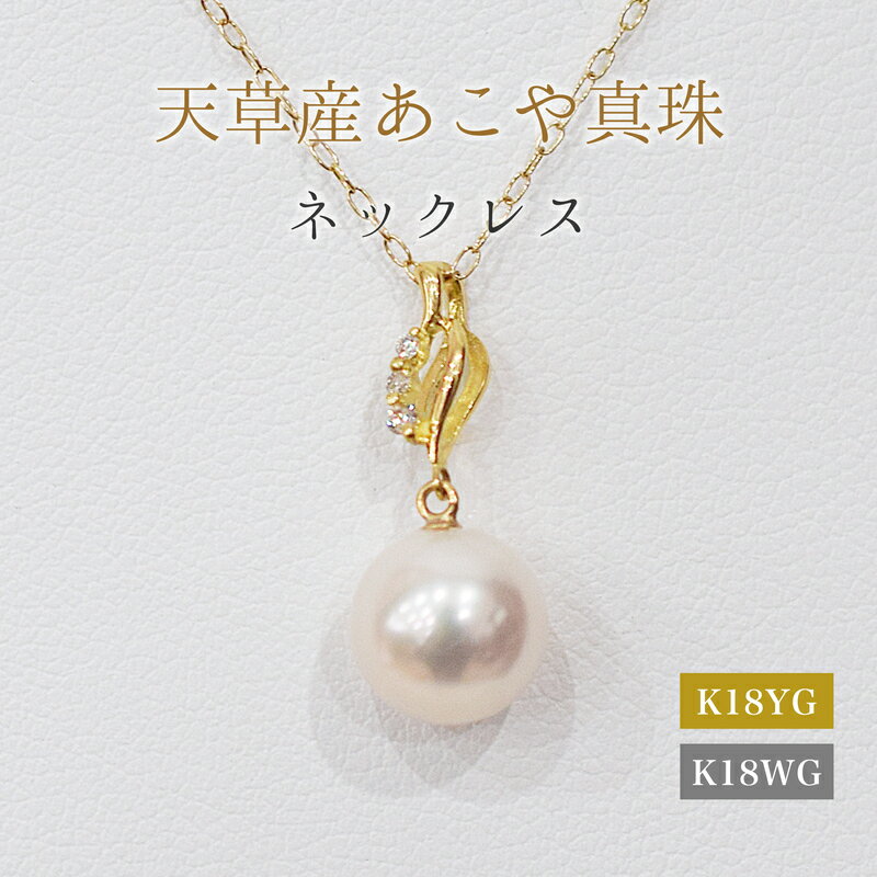 【ふるさと納税】ネックレス ペンダント あこや真珠 8mm - 8.5mm ダイヤモンド 0.02ct 音符 モチーフ 真珠 パール ホワイトピンク 選べる 金具 K18YG K18WG アクセサリー ジュエリー 品質保証書 ジュエリーケース 真珠てりクロス お取り寄せ 熊本県 天草市 送料無料