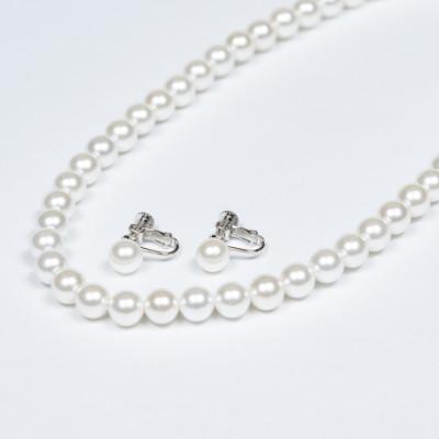 ふるさと納税 和泉市 《いずみパール》貝パール8mmネックレス・イヤリング2点セット(ホワイト)簡易箱付(AN161) |  | 01