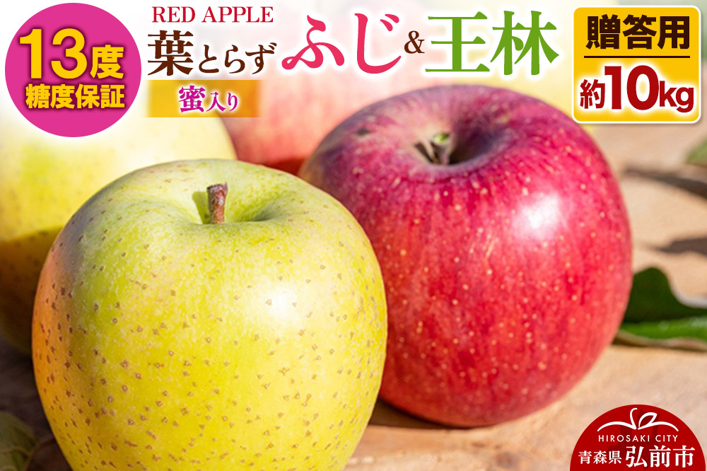 りんご 13度糖度保証【贈答用】蜜入り 葉とらずふじ＆王林 約10kg