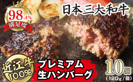 【PRキャンペーン対象】　ハンバーグ 近江牛 100% 生 プレミアム 1.2kg (約120g×10個) ブランド 牛肉 黒毛和牛 【 近江牛 】 FO19W