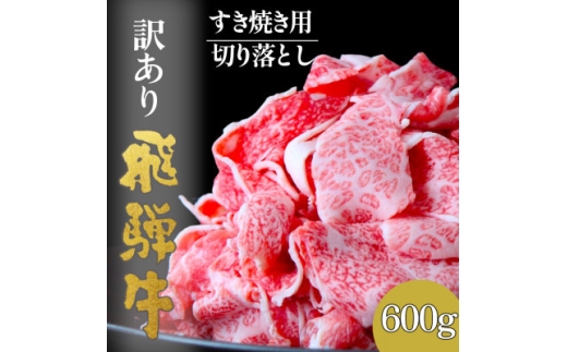 ＜毎月定期便＞＜訳あり＞飛騨牛切り落としすき焼き用600g全3回【4090428】
