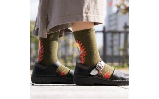 仏下-ぶつした-お不動ソックスMサイズ・オリーブ【1300807】