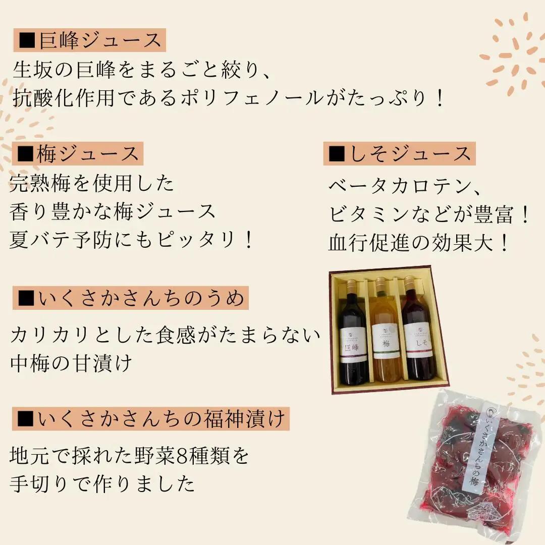 かあさん家 豪華詰合せセット (巨峰・梅ジュース 漬物 おからクッキー お菓子)  生坂村農業公社 | 豪華詰合せセット