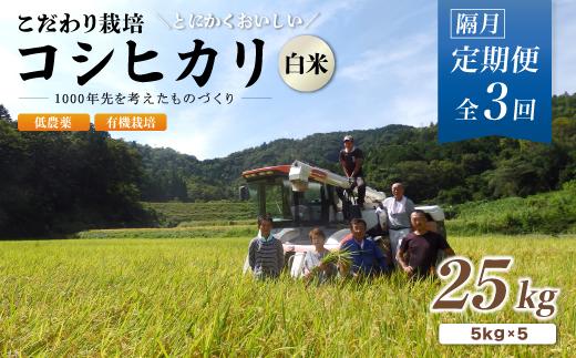 【定期便3回隔月お届け】【R7年度 新米先行予約】 有機栽培コシヒカリ白米 25kg×3回(隔月) 京都府産 低農薬 隔月お届け【 定期便 隔月 米 25キロ 精米 白米 こめ コメ お米 おこめ こしひかり 井上吉夫 米農家 有機栽培米 有機栽培 農家直送 減農薬 綾部市 京都府 】