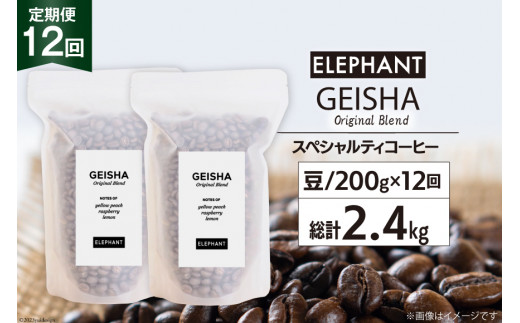 
【 12回 定期便 】 コーヒー 豆 ゲイシャブレンド 200g [エレファントコーヒー 福岡県 筑紫野市 21760626] 珈琲 コーヒー豆 スペシャルティコーヒー 自家焙煎
